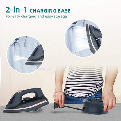 Martisan Cordless Iron for Clothes, 1500W, Wireless, Rapid Heating, Retractable Cord, Power Charging Base, Ceramic Soleplate, Anti-calc, Anti-drip, Self Clean