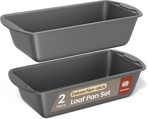 Loaf Pan Set by [Brand Name] - Deluxe Nonstick Carbon Steel Bakeware for Perfect Bread & Cakes | Dishwasher Safe