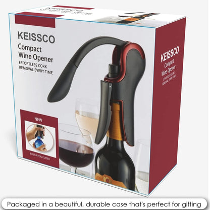 Wine Opener Compact Vertical Corkscrew Wine Bottle Opener with Built-in Foil Cutter