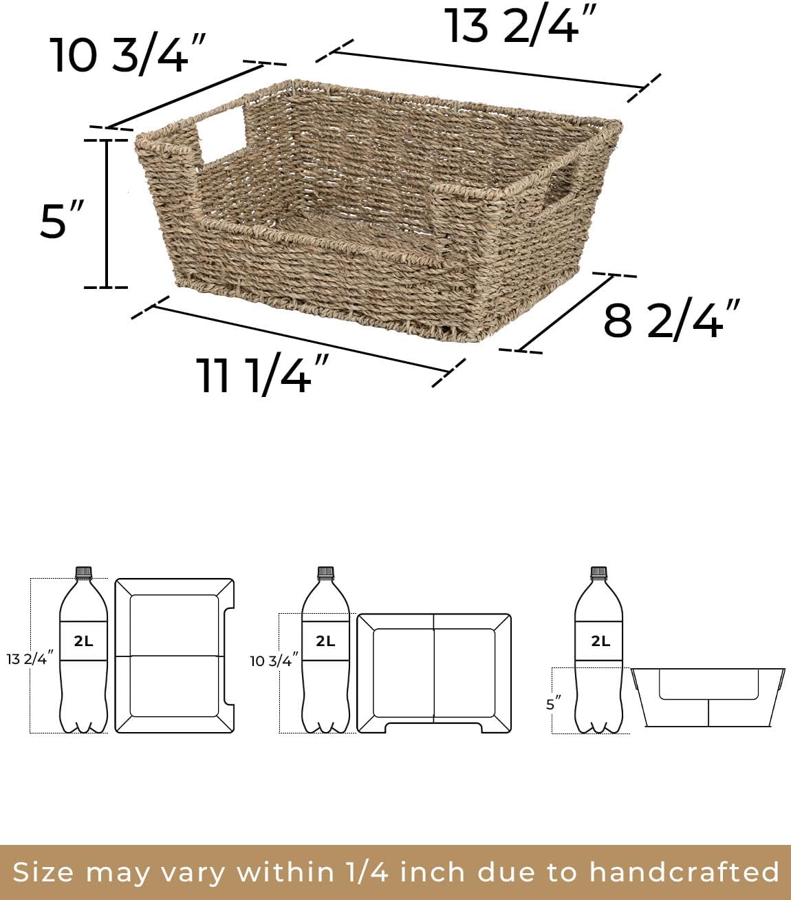 StorageWorks Wicker Storage Basket - Stackable Seagrass Pantry Organizers | 2-Pack for Efficient Storage