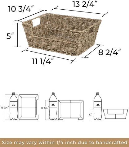 StorageWorks Wicker Storage Basket - Stackable Seagrass Pantry Organizers | 2-Pack for Efficient Storage