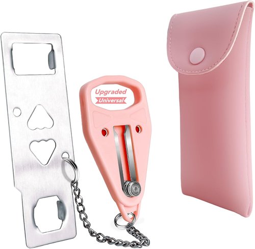 AceMining Portable Door Lock - Home Security Solution for Travel & Privacy | Pink (1 Pack)