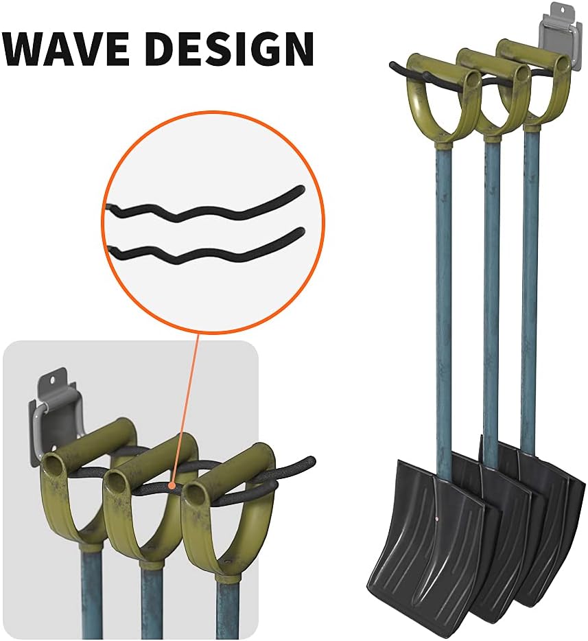 TORACK Garage Hooks - Heavy Duty Steel 12" Wave Tool Organizer | 4 Pack Wall Mount Storage for Tires, Ladders & Tools