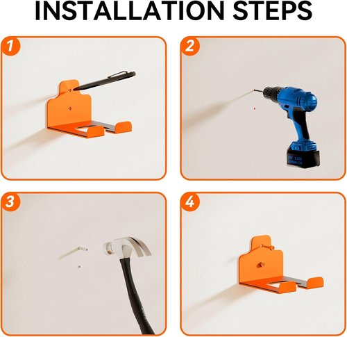 JNIHEEP Garage Organizer - Wall-Mounted Trimmer Rack for Garden Tools | 3-Pack (Orange)