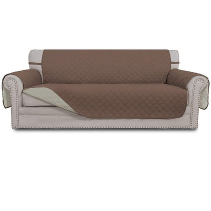 Easy-Going Reversible Couch Cover for 3 Cushion Couch Sofa Cover for Dogs Water Resistant Furniture Protector Cover with Foam Sticks Elastic Straps for Pet Cat (Sofa, Brown/Beige)