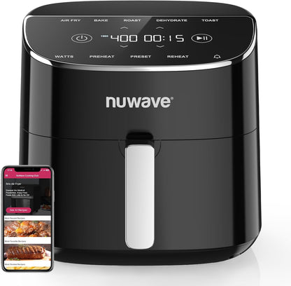 Nuwave Brio Plus Air Fryer - 8 Qt PFAS-Free with 7 Digital Cooking Functions | 150 Presets, 50°F-400°F