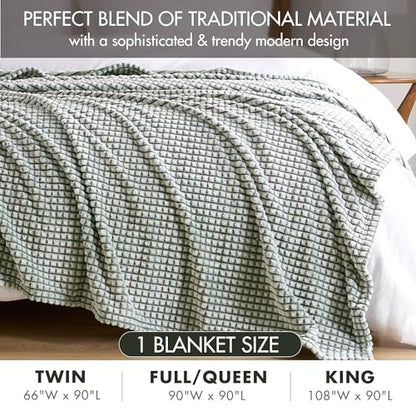 King Green Plush All-Season Microvelour Blanket - Cozy Safe & Soft
