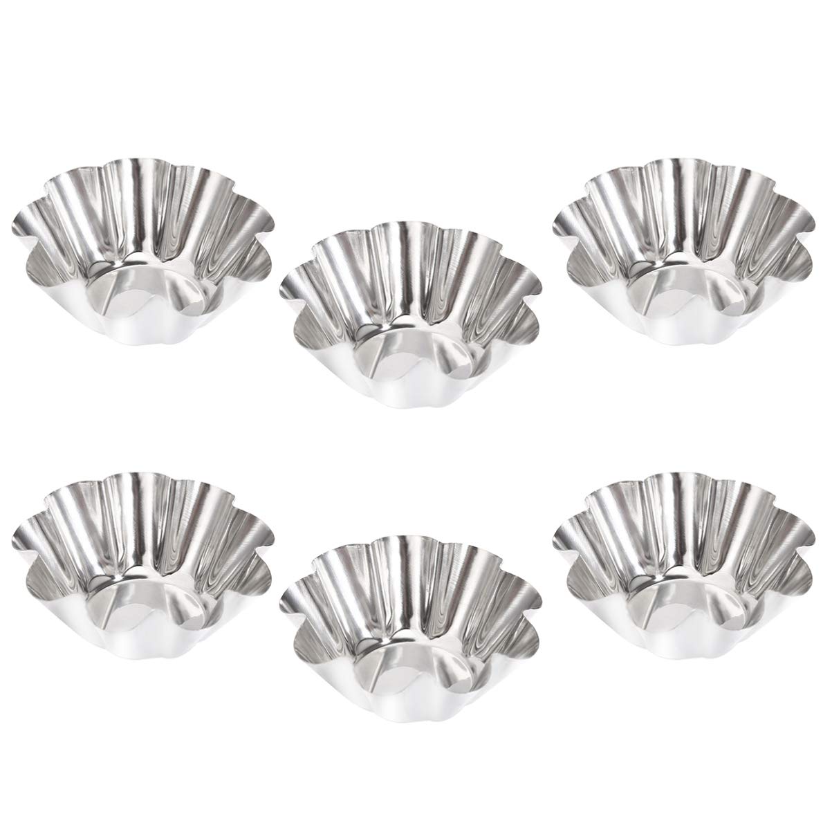 DOITOOL 6pcs Flower Tart Pans Tart Mold Stainless Steel Tart Pans Non-stick Tart Pans Tart Muffin Cup