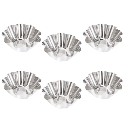 DOITOOL 6pcs Flower Tart Pans Tart Mold Stainless Steel Tart Pans Non-stick Tart Pans Tart Muffin Cup