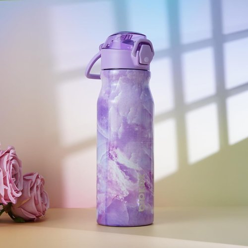 BJPKPK Insulated Water Bottle - 25oz Stainless Steel Flask with Straw, Leak-Proof Lid & Carry Handle | Dawn Color