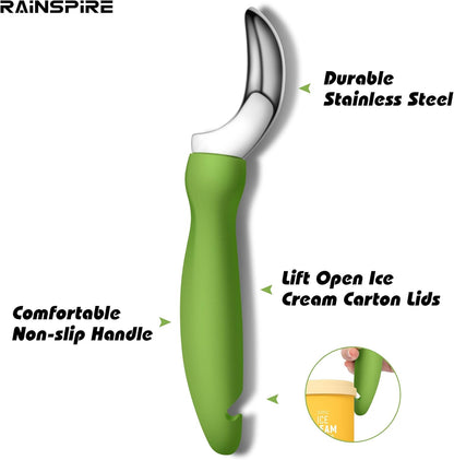 Rainspire Stainless Steel Ice Cream Scoop - Heavy Duty with Comfortable Handle | Perfect for Gelato, Sorbet, and Cookie Dough