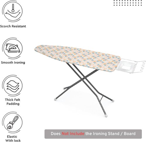Encasa XO Ironing Board Cover - Thick 4mm Felt Padding, Scorch & Stain Resistant | 54"x15" Standard Size - [Design]