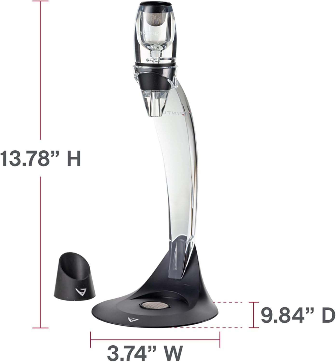 Vinturi Wine Aerator Deluxe Essential Red Wine Pourer and Decanter Tower Stand Set Easily and Conveniently Aerates Wine by the Bottle or Glass and Enhances Flavors with Smoother Finish, Black