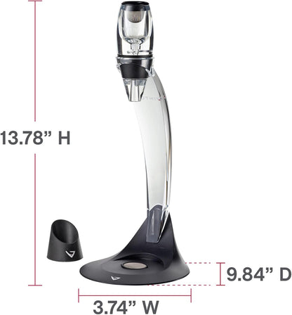 Vinturi Wine Aerator Deluxe Essential Red Wine Pourer and Decanter Tower Stand Set Easily and Conveniently Aerates Wine by the Bottle or Glass and Enhances Flavors with Smoother Finish, Black