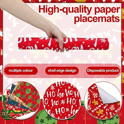 Christmas Disposable Paper Placemats 60 Pcs, 10.24 x 14.57 Inches - Holiday Table Decor
