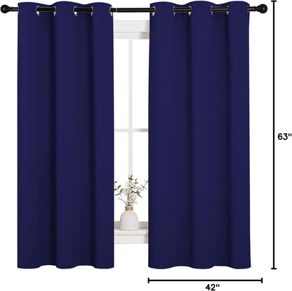 NICETOWN Blackout Curtains - All Season Thermal Insulated Grommet Drapes for Kids' Room | Royal Blue, 42 x 63 Inch (2 Panels)