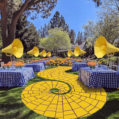 Wizard Party Floor Runner - Curved Yellow Brick Path for Halloween and Medieval Decor