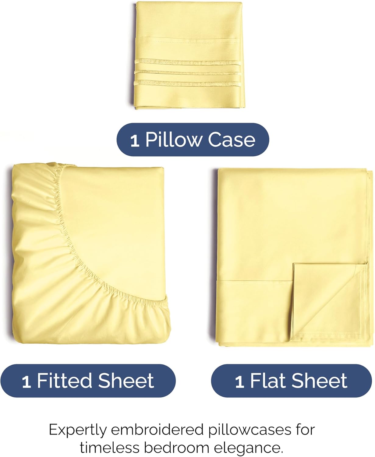 Skiennix Twin XL Sheet Set - Comfy Cooling Bed Sheets - Ultra-Soft, Deep Pockets, Wrinkle-Free - Yellow