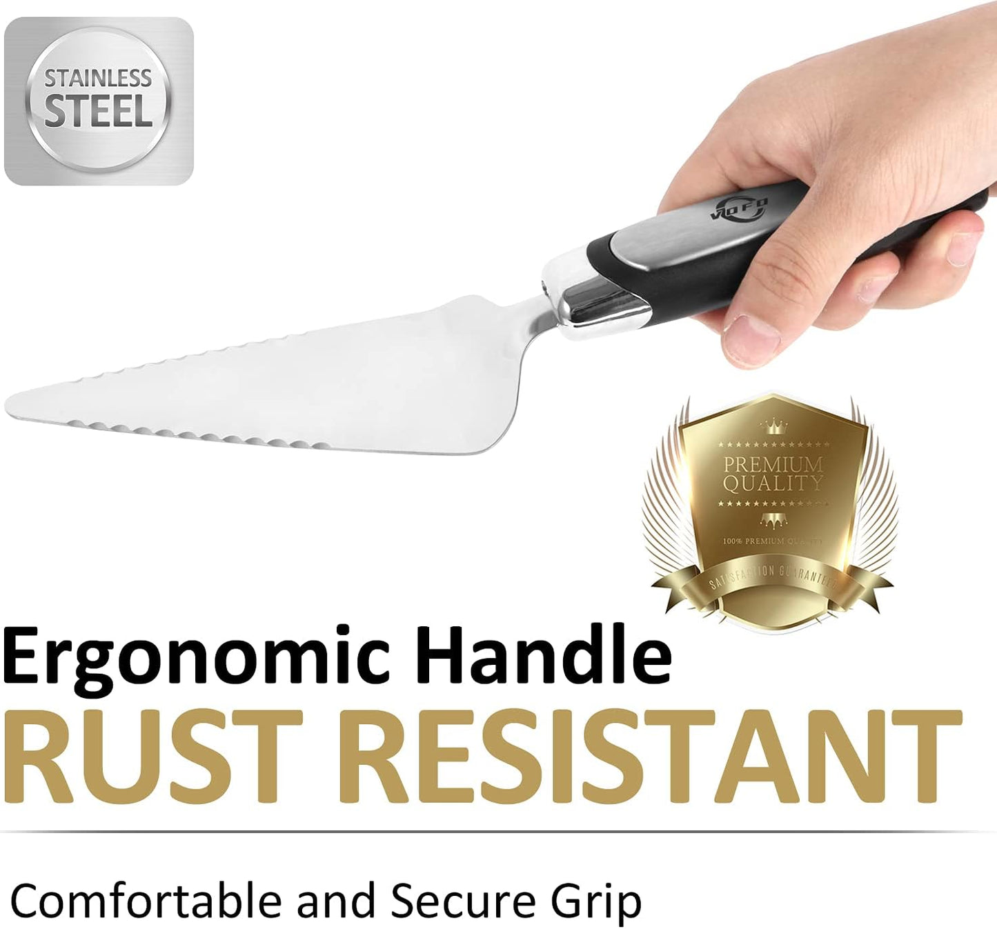 Regine Switzerland Stainless Steel Pie Server - Versatile Cake & Pizza Cutter | Sleek Black Design