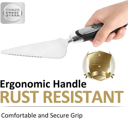 Regine Switzerland Stainless Steel Pie Server - Versatile Cake & Pizza Cutter | Sleek Black Design
