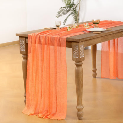 Orange Cheesecloth Table Runner 2-Pack | 120-Inch Boho Gauze for Rustic Wedding & Spring Decor