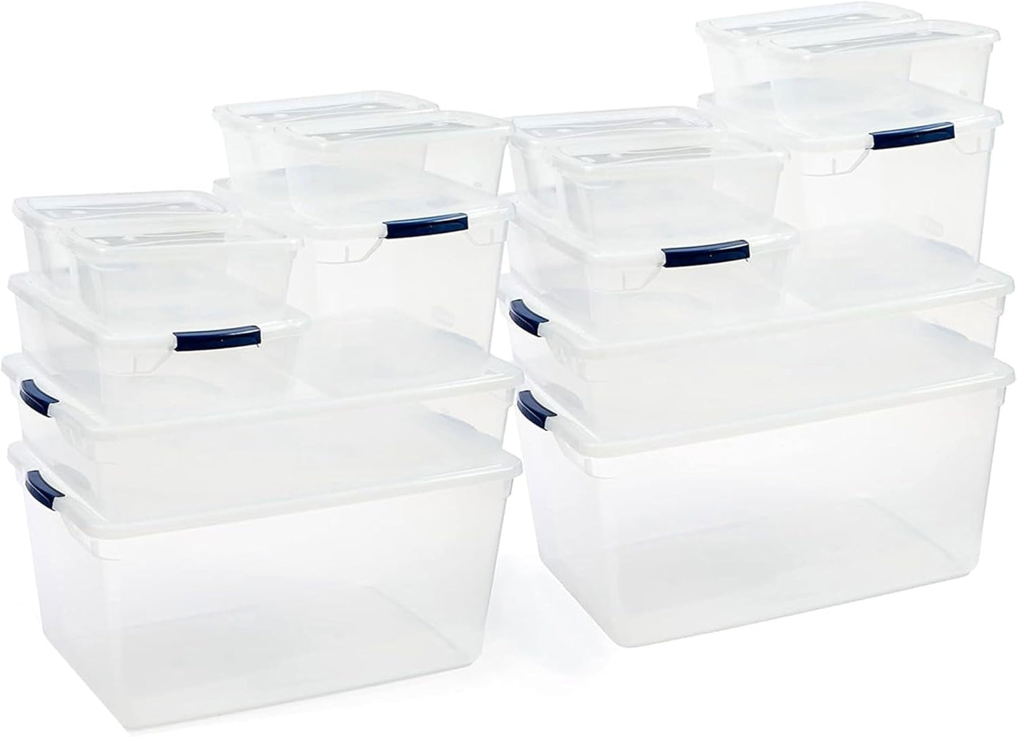 Rubbermaid Clear Storage Bins - Stackable 16-Pack with Latching Lids | BPA-Free, Made in USA