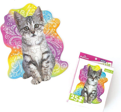 Playhouse 25-Piece Die-Cut Mini Puzzle - Fun Tabby Kitten Design for Kids