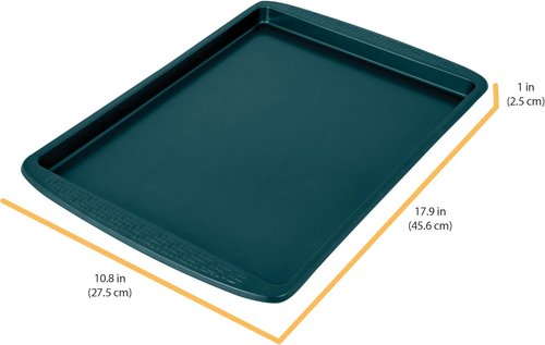Chicago Metallic Nonstick Baking Sheet - 13x18 Inch Jelly Roll Pan in Emerald Green | Durable Carbon Steel with Textured Grip Handles