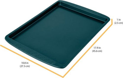 Chicago Metallic Nonstick Baking Sheet - 13x18 Inch Jelly Roll Pan in Emerald Green | Durable Carbon Steel with Textured Grip Handles