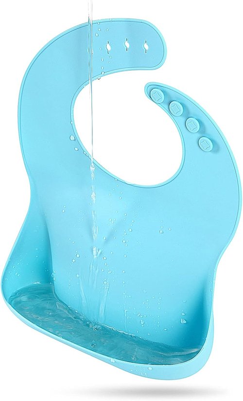 Eascrozn Silicone Bibs - Set of 3 BPA-Free, Soft & Adjustable Waterproof Feeding Bibs for Toddlers