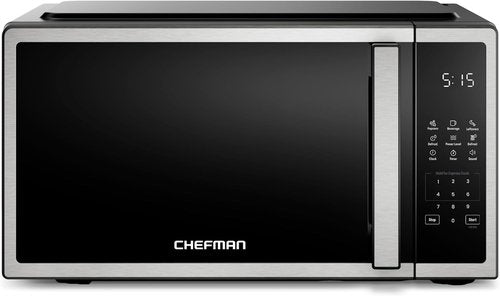 Chefman Microwave Oven - Compact 0.7 Cu. Ft. with 10 Power Levels & Child Safety Lock | Stainless Steel