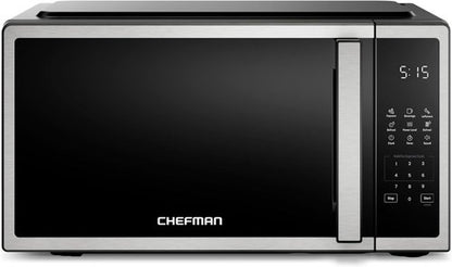 Chefman Microwave Oven - Compact 0.7 Cu. Ft. with 10 Power Levels & Child Safety Lock | Stainless Steel