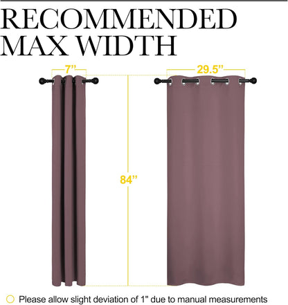 NICETOWN Thermal Insulated Blackout Curtain Panels - Dry Rose, 34x84 Inch, 1 Pair for Basement