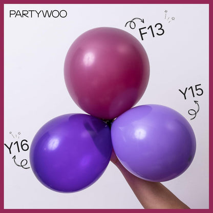 PartyWoo Dark Purple Balloons - 140-Piece Boho Balloon Arch Kit for Baby Showers & Birthdays | 5-12 Inch Sizes