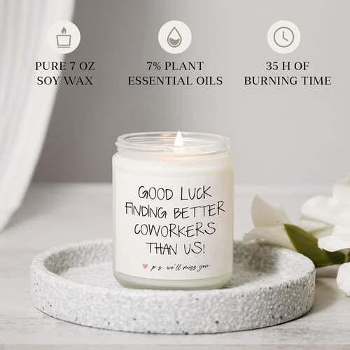 BAUBLEDAZZ Coworker Leaving Gifts for Women - Handmade Lavender Soy Wax Candle(7oz)- Funny Going Away, Goodbye, Farewell Gifts for Coworkers, Boss, Men, Women, Friend
