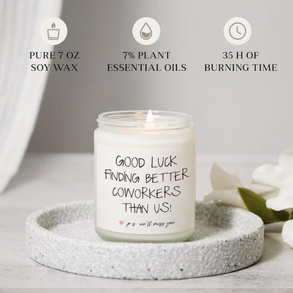 BAUBLEDAZZ Coworker Leaving Gifts for Women - Handmade Lavender Soy Wax Candle(7oz)- Funny Going Away, Goodbye, Farewell Gifts for Coworkers, Boss, Men, Women, Friend