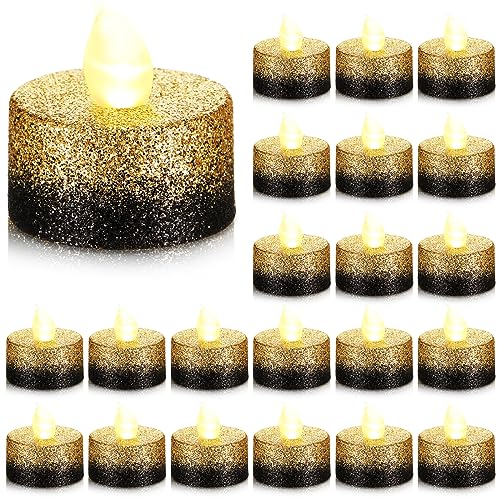 Retisee 48 Pack Flameless LED Tea Lights - Gold & Black, 1.65 Inch