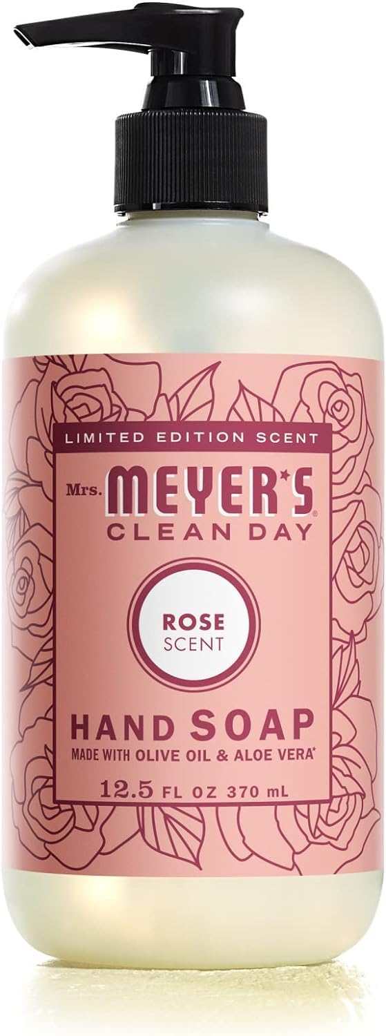 Mrs. Meyer’s Rose Scent Kitchen Basics Set, 3 ct: Dish Soap, Hand Soap, Multi-Surface Everyday Cleaner