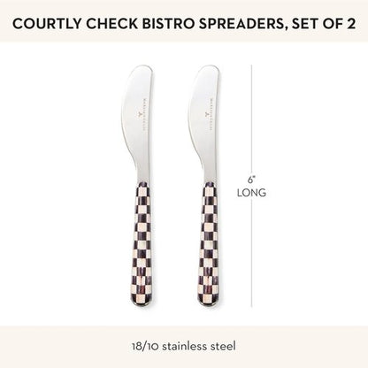 MACKENZIE-CHILDS Bistro Spreaders Set - Stainless Steel Butter & Charcuterie Utensils | Black & White Check