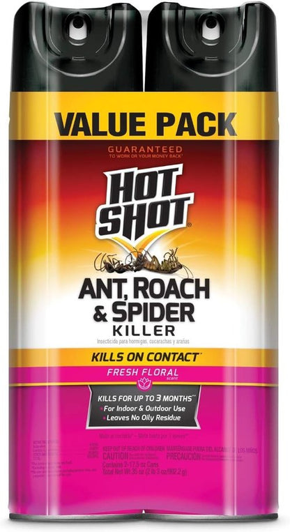 Hot Shot Ant, Roach & Spider Killer - Fast-Acting Insecticide Spray | 17.5 Ounces, Indoor & Outdoor Use