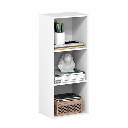 Furinno LUDER Book Shelf, 3-Cube Bookshelf, Bookcase with Open Shelves, 9.3 x 12 x 31.5, Easy Assembly, for Living Room, Bedroom, Home Office, White