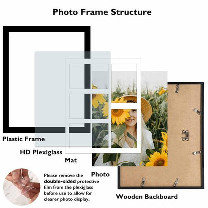 JCJMY 11x14 Picture Frame, 4x6 Collage Picture Frame, Display 5 Pcs 4x6 Photos or 11x14 Picture, Five Opening 4x6 Collage Frame for Wall Hanging, Lightweight 4 x 6 Multi Pictures Frame, Black