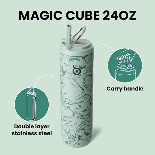 BOTTLE BOTTLE Insulated 24oz Water Bottle - Straw Lid & Handle | Stainless Steel, Leak-Proof, BPA-Free