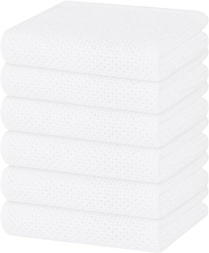 Homaxy 100% Cotton Kitchen Dish Towels - Ultra Soft & Absorbent Quick-Drying, 13 x 28 Inches, 6-Pack, White