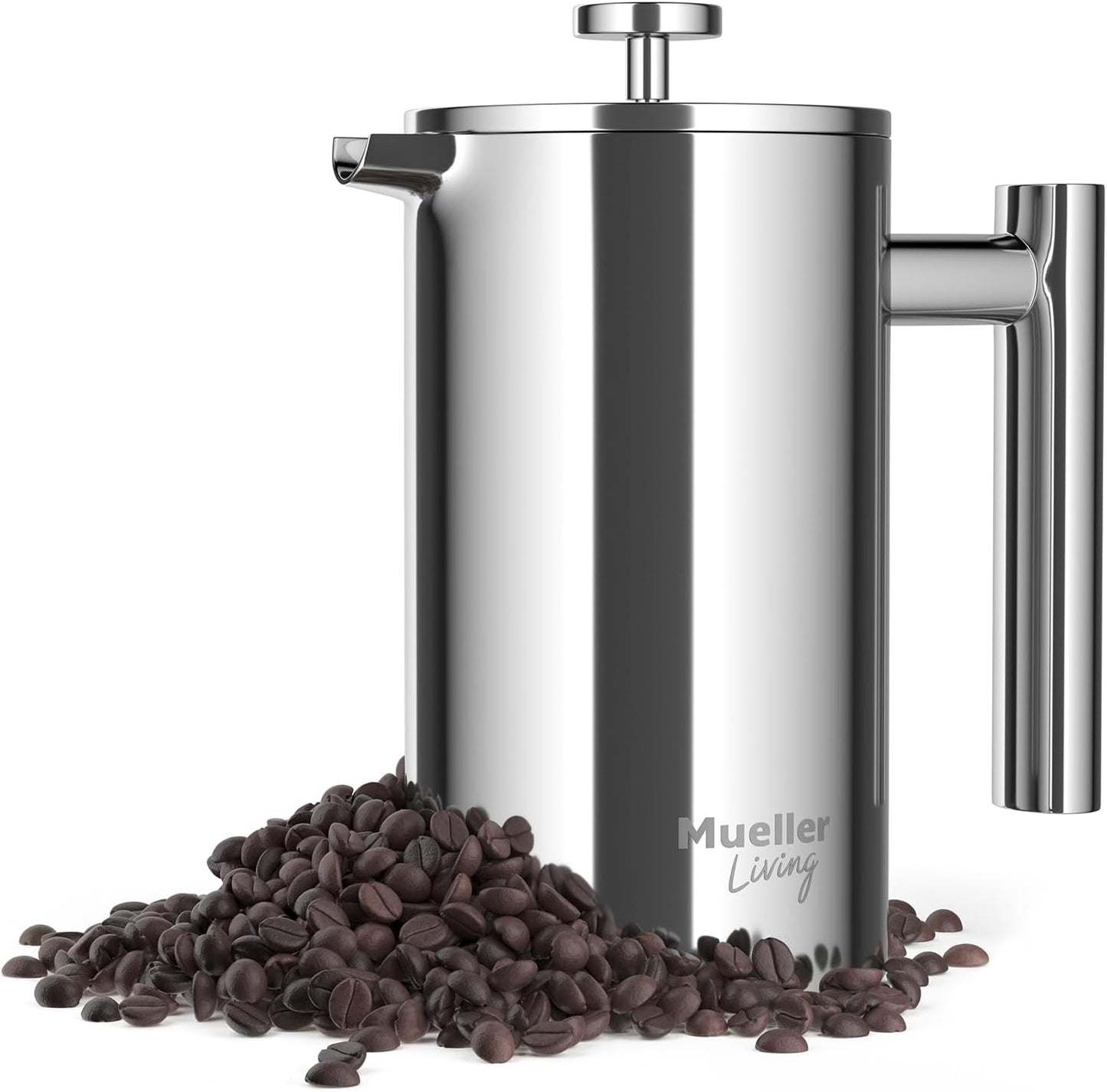 MuellerLiving French Press Coffee Maker - 20oz Stainless Steel, Double Insulated & Dishwasher Safe