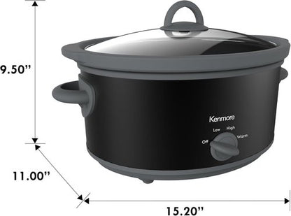 Kenmore 88918 Slow Cooker - 5 Quart Capacity for Effortless Meal Preparation | Sleek Black Design