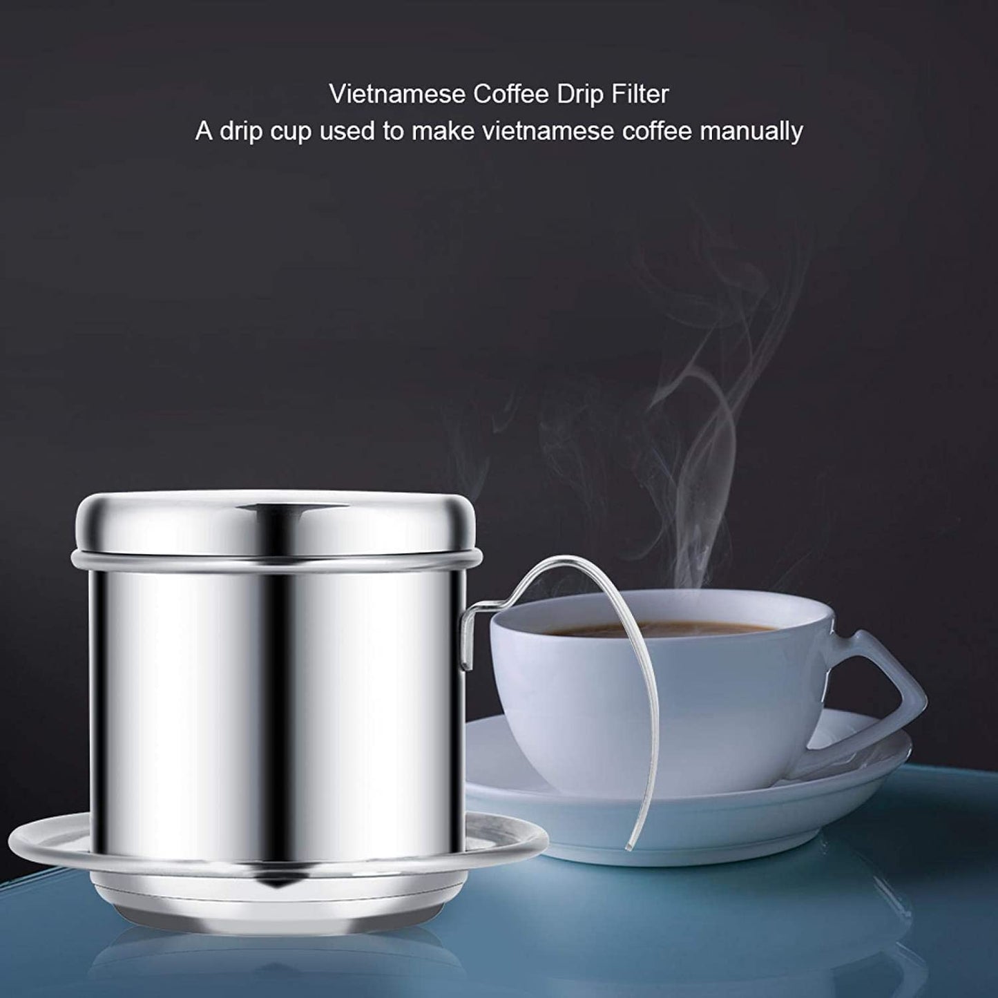 Coffee Filter Vietnamese Coffee Drip Filter Stainless Steel Vietnamese Coffee Maker Coffee Maker Pot Single Serving Cup Manual Coffee Infuser Filter Coffee Dripper For Coffee Lover (Silver)