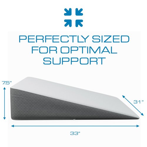 Kolbs Extra Wide Bed Wedge Pillow for Sleep Apnea, Acid Reflux, and Back Pain Relief, with Chic Jacquard Cover - Headboard GERD Pillow Wedges for Sleeping (Extra Wide 7.5" Height)