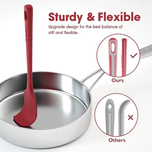 ChefAide Silicone Spatula Set - 4 Pieces, Heat Resistant, Ergonomic Grip for Nonstick Cookware