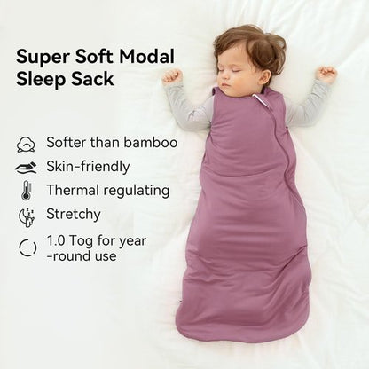 BubblePanda Modal Sleep Sack - Super Soft 1.0 Tog Toddler Blanket for 6-12 Months | 2-Way Zipper Design
